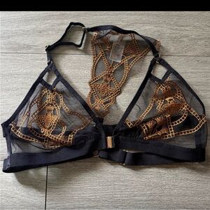 Thistle and Spire Black & Gold Sheer Bra - XS - Never Worn!